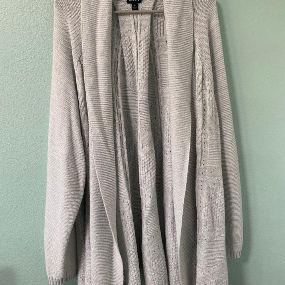 torrid Light Gray Open-Front Knit Cardigan